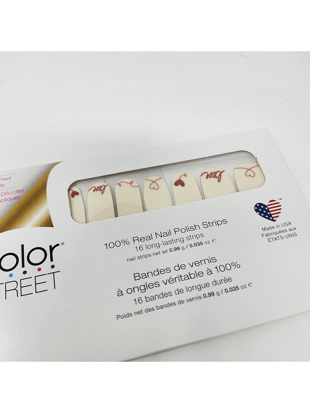 Color Street Love Letter Nail Polish Strips Hearts Valentine Retired Nail Art